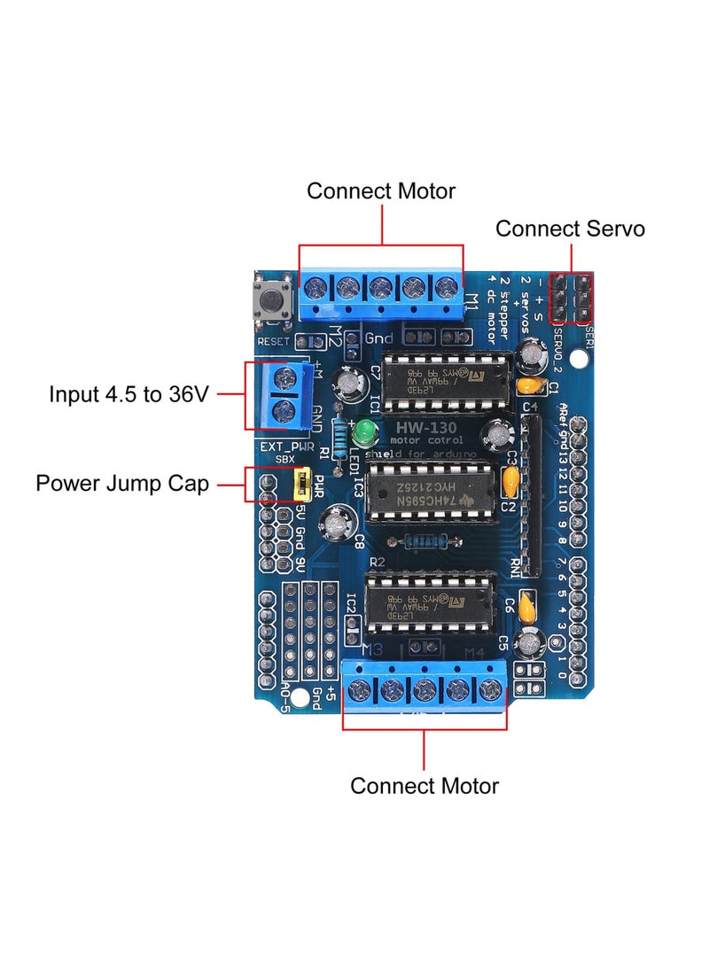 Generic - 2 Pcs DC Motor Drive Expansion Boards, L293D Motor Drive Shield Stepper for Arduino - Image 1
