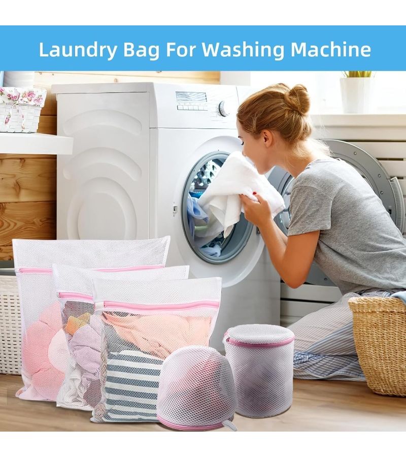 Pink Coarse Mesh Laundry Bags for Underwear Dresses and Travel Storage - Image 1