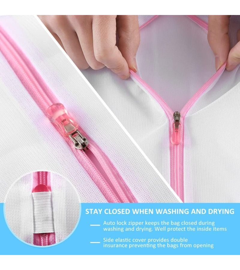 Pink Coarse Mesh Laundry Bags for Underwear Dresses and Travel Storage - Image 5