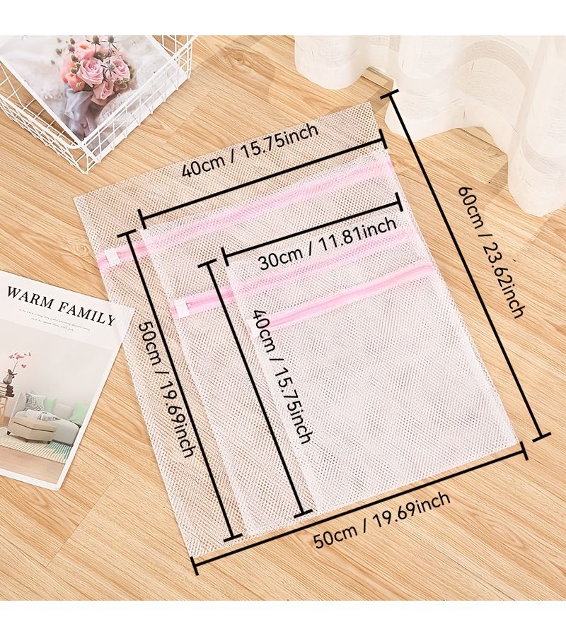 Pink Coarse Mesh Laundry Bags for Underwear Dresses and Travel Storage - Image 3