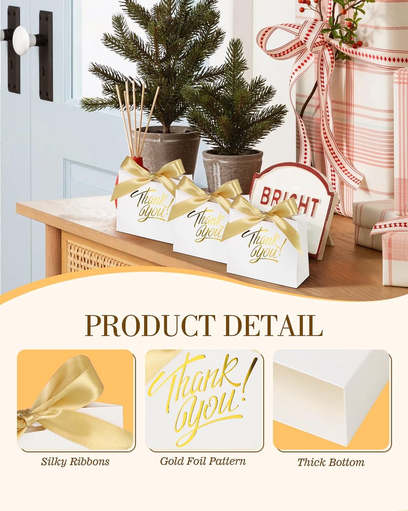 EQOREIIN Small Gift Bags, 25 Pack 4.5x1.8x3.9 Inches Mini Thank You Bags White Kraft Paper Gift Bag with Bow Ribbon, Perfect for Birthday, Wedding, Baby Shower - Image 4
