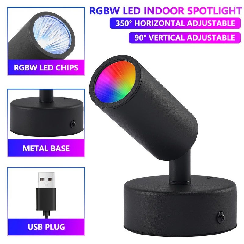 2 Pcs Golden LED Spotlight With Remote Control Dimmable Ultra Bright USB Indoor Light - Image 5
