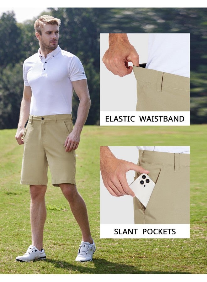 Puli Stretch Hiking Shorts Mens Casual Outdoor Dress Chino Lightweight Hybrid Golf Flat Front 10" Beige 36  - Image 4
