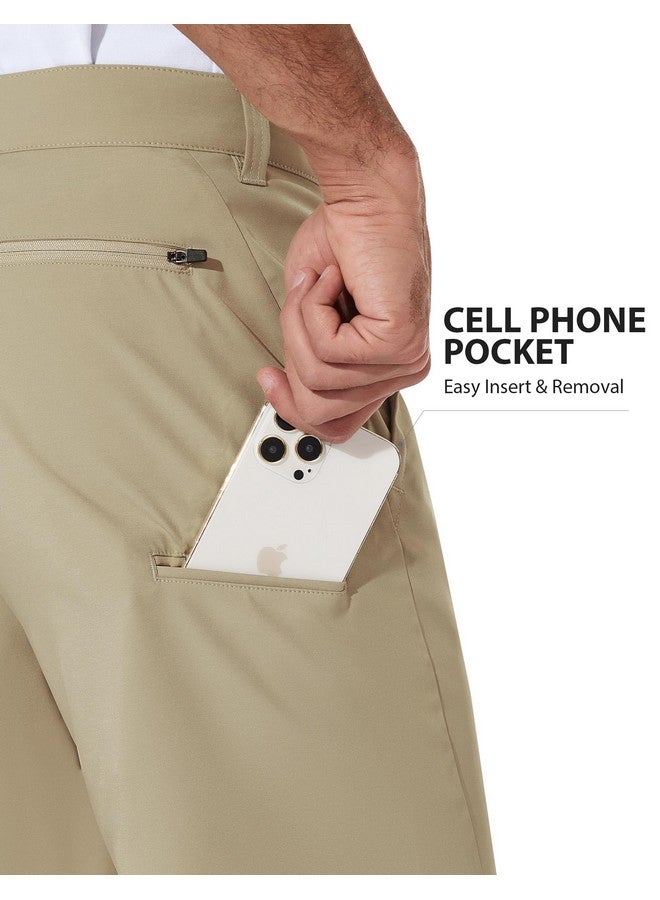 Puli Stretch Hiking Shorts Mens Casual Outdoor Dress Chino Lightweight Hybrid Golf Flat Front 10" Beige 36  - Image 3