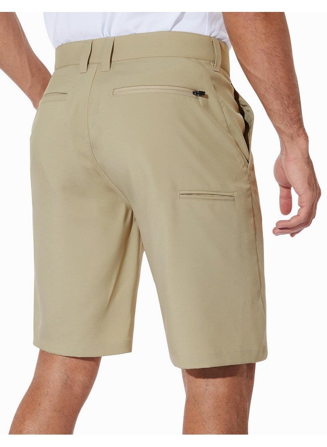 Puli Stretch Hiking Shorts Mens Casual Outdoor Dress Chino Lightweight Hybrid Golf Flat Front 10" Beige 36  - Image 2