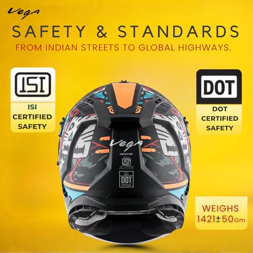 Vega VF 11 Dirt-X Challenge Full Face Motorcycle Helmet with Matte Shock Absorbing Shell, Aerodynamic Design, Ventilated Interior, Aggressive Racing Styling Dull Black Red -M - Image 4
