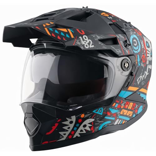 Vega VF 11 Dirt-X Challenge Full Face Motorcycle Helmet with Matte Shock Absorbing Shell, Aerodynamic Design, Ventilated Interior, Aggressive Racing Styling Dull Black Red -M - Image 1