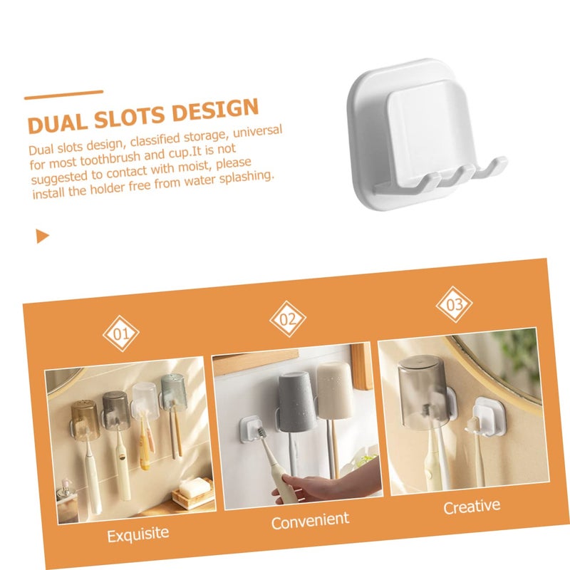 2 Pack Wall Mounted Toothbrush Holder Organizer With 4 Slots White - Image 3
