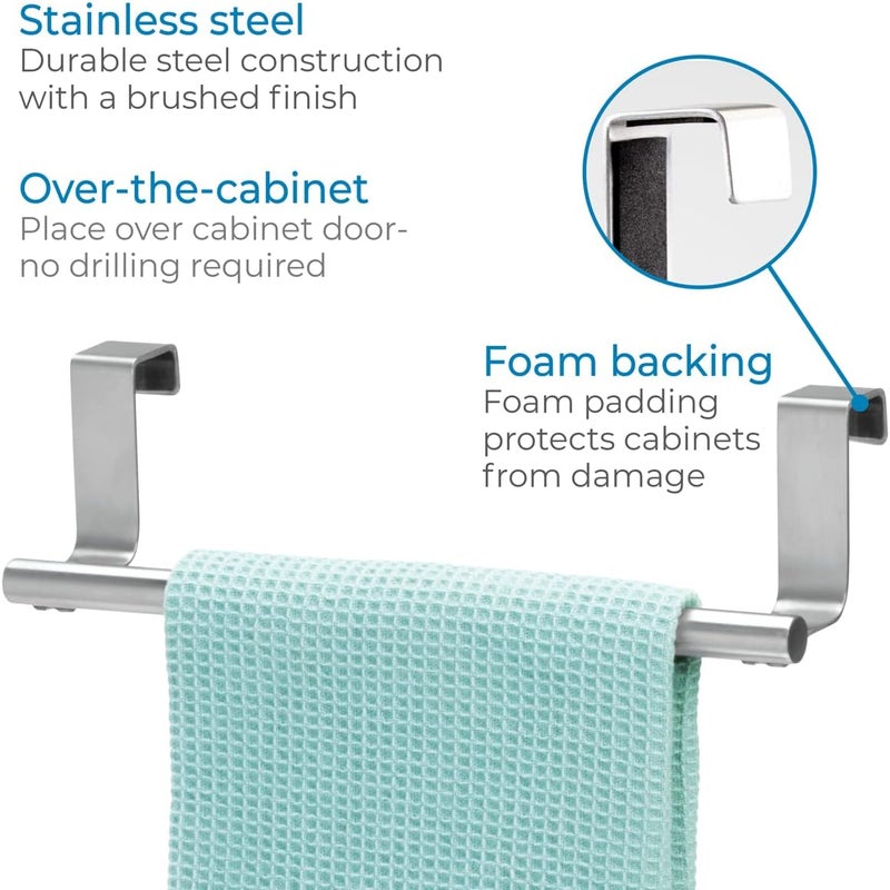 InterDesign iDesign Forma Metal Over the Cabinet Towel Bar - Stainless Steel Hand Towel and Washcloth Rack for Bathroom and Kitchen - Image 5