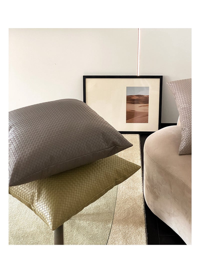 Aikanbo 50*50cm PU Woven Imitation Leather Cushion Set（Includes Pillowcase and Pillow Core），All-Weather Patio Pillow, Ready to Use When Opened, for Home Garden Furniture Decoration (Orange Brown) - Image 5