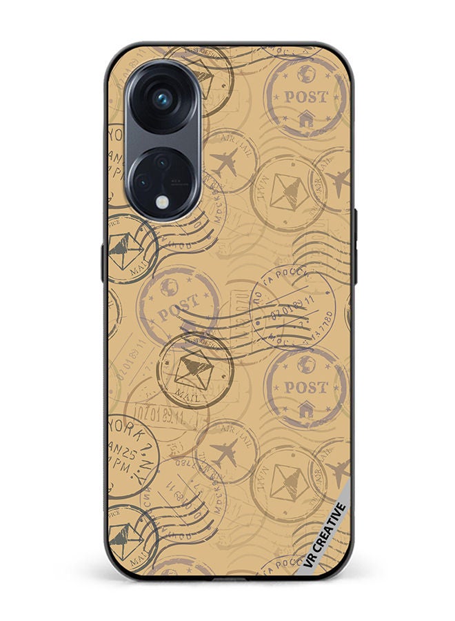 VR CREATIVE Protective Case Cover For Oppo Reno8 T 5G Postal Stamps Design Multicolour - Image 1