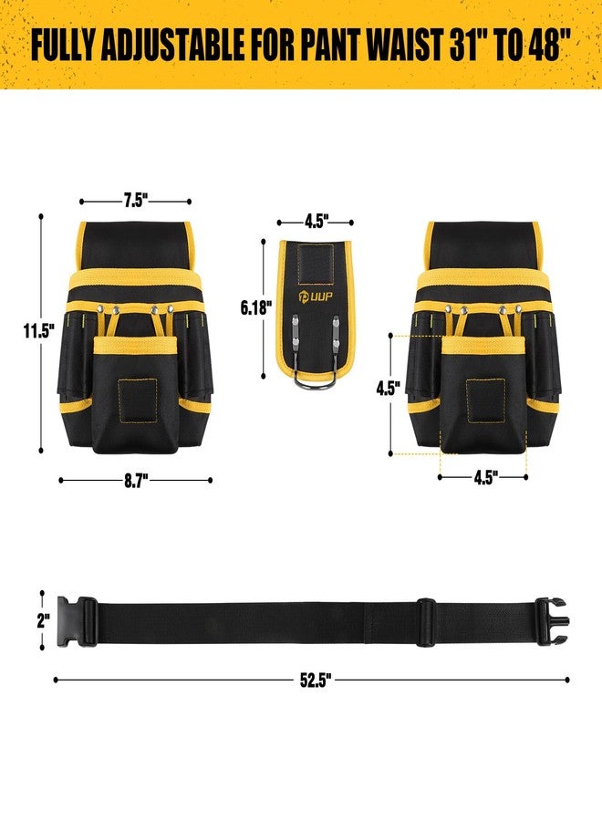 UUP Tool Belt, 22 Pocket Tool Belts for Men Black and Yellow Heavy Duty Tool Pouch Bag, Detachable & Adjustable Tool Bags for Carpenter, Electrician, Woodworker, Construction - Image 2