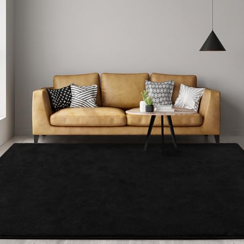 Gifeas Large Ultra Soft Modern Area Rugs for Living Room Bedroom, 4x6 Feet Black Thickened Memory Foam Indoor Solid Minimalist Carpets, Non-Slip Comfy Rug for Boys Girls Nursery Room Home Decor - Image 3
