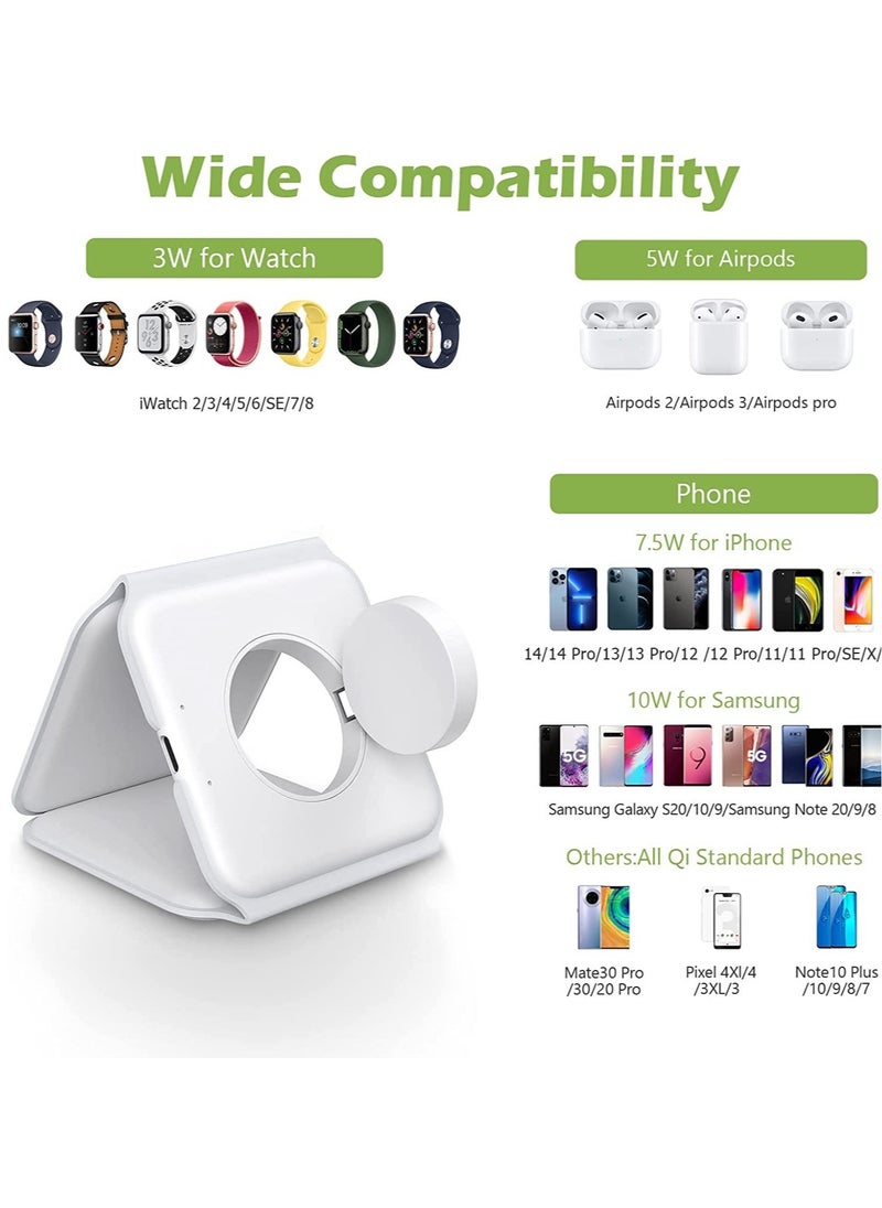 Generic 3 in 1 Wireless Charger, Foldable Magnetic Charger Station, 18W Fast Wireless Charging Pad, Compatible with iPhone 14/13/12/11, Samsung Galaxy, AirPods, Google Pixel, i-Watch  - Image 3