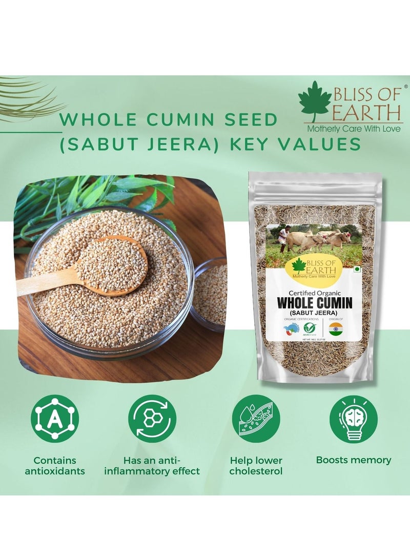 BLISS OF EARTH 500gm Organic Cumin Seed Jeera Whole Spice Sabut Jeera Good For Health & Cooking - Image 2