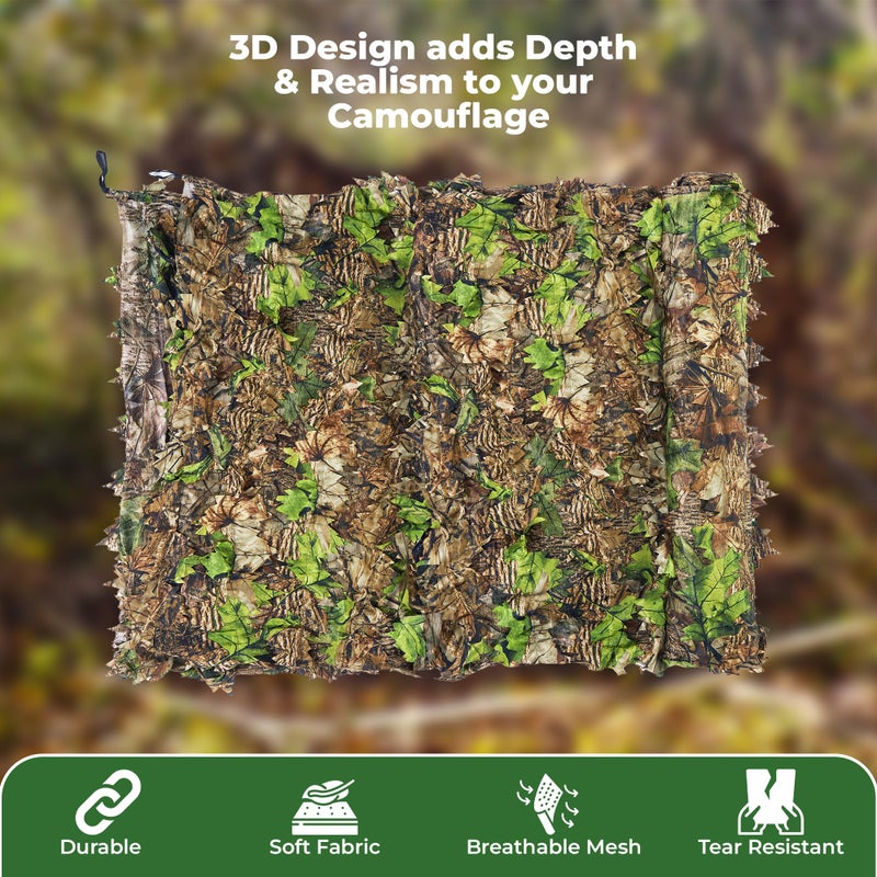 AYIN Camo Netting 3D Leafy Camouflage Net for Hunting, Tree Stands Concealment, Traping, Sunshade, Decoration, Shooting, Paint Ball and More, 5 ft X 12 ft (Green Leaf) - Image 5