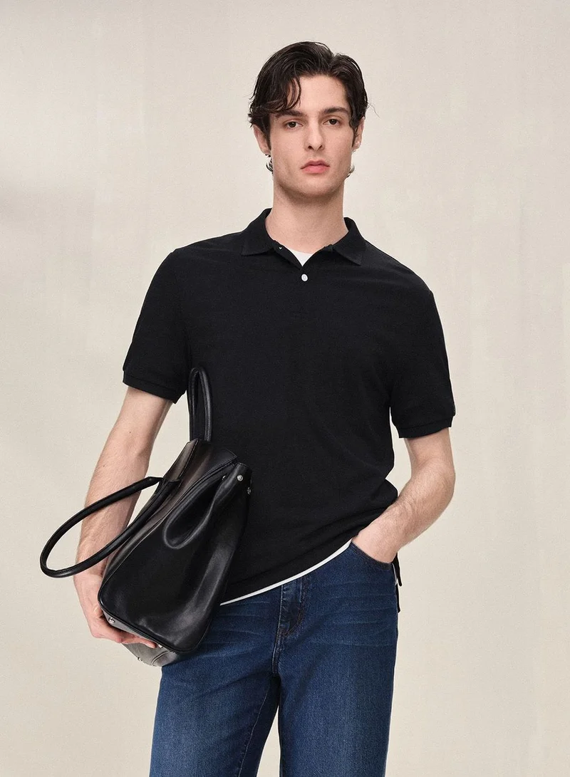 Men Regular Cotton Tencel Pique Polo