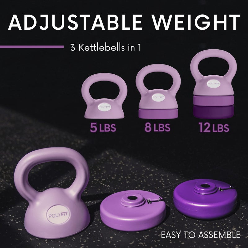 Polyfit Adjustable Kettlebell | 5 lb - 12 lb | Kettlebell Weights Set for Home Gym (PURPLE) - Image 2
