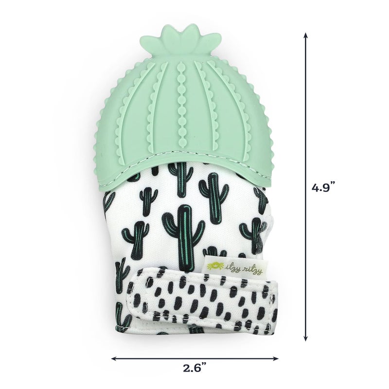 Itzy Ritzy Silicone Teething Mitt - Soothing Infant Teething Mitten with Adjustable Strap, Crinkle Sound & Textured Silicone to Soothe Sore & Swollen Gums - For Ages 3 Months & Up (Cactus) - Image 4