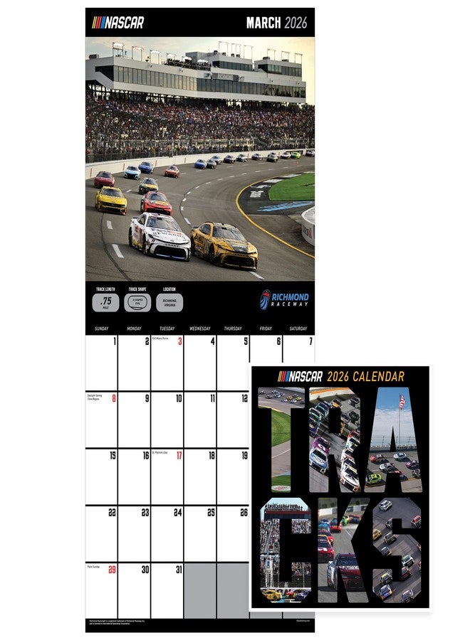 TF Publishing 2026 Nascar Tracks Wall Calendar - Large Grids for Appointments and Scheduling - Vertical Monthly Wall Calendar 2026 with Premium Gloss Paper for Home and Office Organization - 12x12in - Image 1