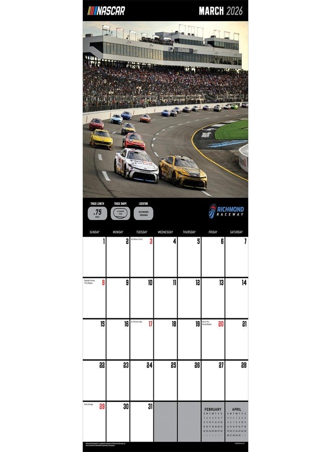 TF Publishing 2026 Nascar Tracks Wall Calendar - Large Grids for Appointments and Scheduling - Vertical Monthly Wall Calendar 2026 with Premium Gloss Paper for Home and Office Organization - 12x12in - Image 3