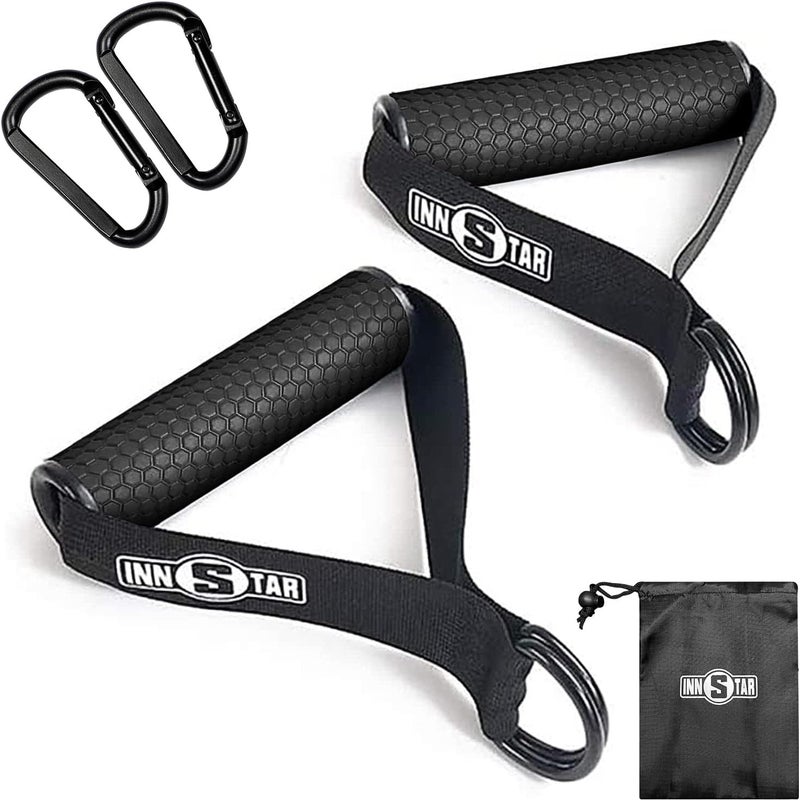 INNSTAR Cable Handles Gym Equipment, Resistance Band Handles with Solid ABS Core Grips, D Handle Cable Attachment, Heavy Duty Exercise Handles, Cable Machine Handles - Image 1