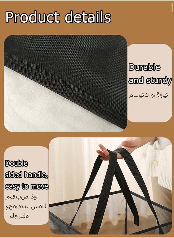 ماركة غير محددة - سلة غسيل شبكية قابلة للطي مع فتحة واسعة وجيب جانبي - تصميم مسامي وقوي وقابل للطي وموفر للمساحة لملابس الغسيل والتخزين (طبقة واحدة سوداء) - Image 1
