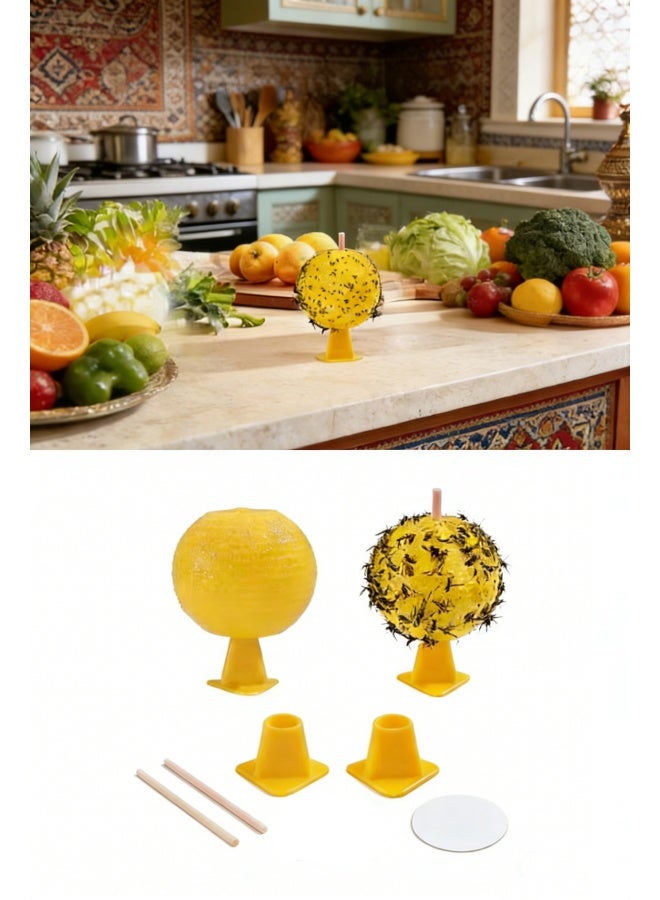 2 Pcs Sticky Fruit Fly Trap Ball Adhesive Fly Catching Ball Sticky Glue Fly Gnat Wasp Hornet Mosquito Bugs Flying Insects Trap Ball Traps (2 Pack)