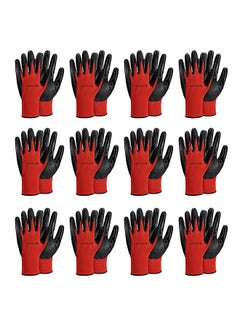 12-Pairs Cotton Working Gloves - Red