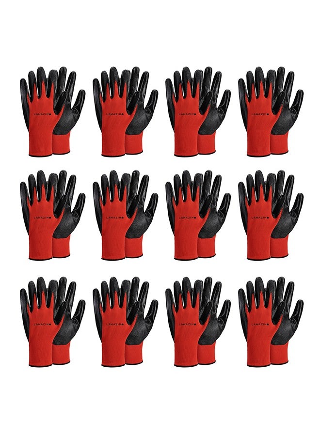 LAWAZIM 12-Pairs Cotton Working Gloves - Red  - Image 1
