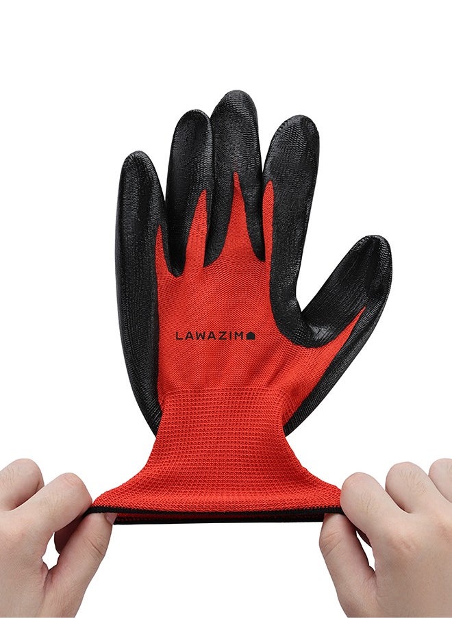 LAWAZIM 12-Pairs Cotton Working Gloves - Red  - Image 3