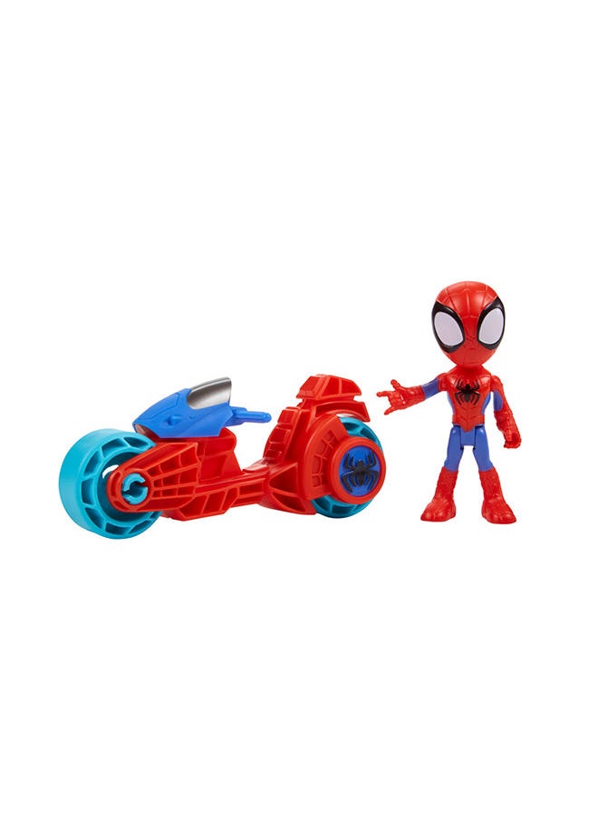 SPIDERMAN تمثال حركة مارفل سبايدي مع دراجة نارية ألعاب ما قبل المدرسة  - Image 1