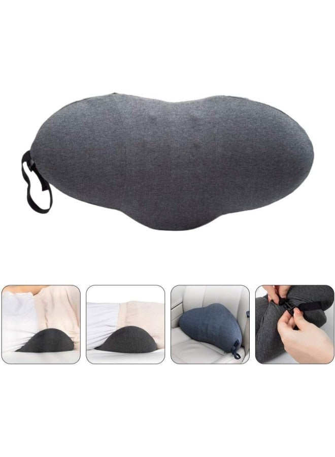 klarako 1pc Extra Dense Lumbar Pillow- Patented Ergonomic Multi- Region Firm Back Support for Lower Back Pain Relief- Lumbar Support Cushion w/Strap for Office Chair, Car, Sofa, Plane- Dark Grey - Image 5
