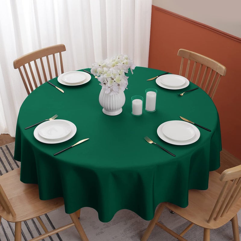 Softalker Round Tablecloth  Waterproof & Stain Resistant Table Cloth Wrinkle Free Fabric Washable 210GSM Polyester Table Cover for Spring/Party/Outdoor - 48 inch Green - Image 2