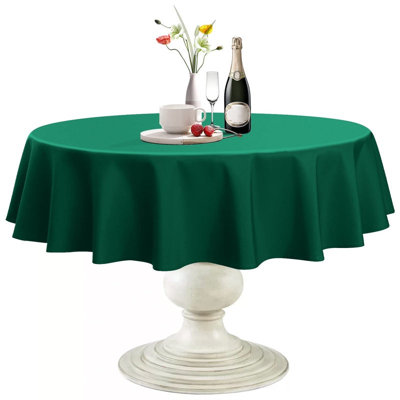 Softalker Round Tablecloth  Waterproof & Stain Resistant Table Cloth Wrinkle Free Fabric Washable 210GSM Polyester Table Cover for Spring/Party/Outdoor - 48 inch Green - Image 1