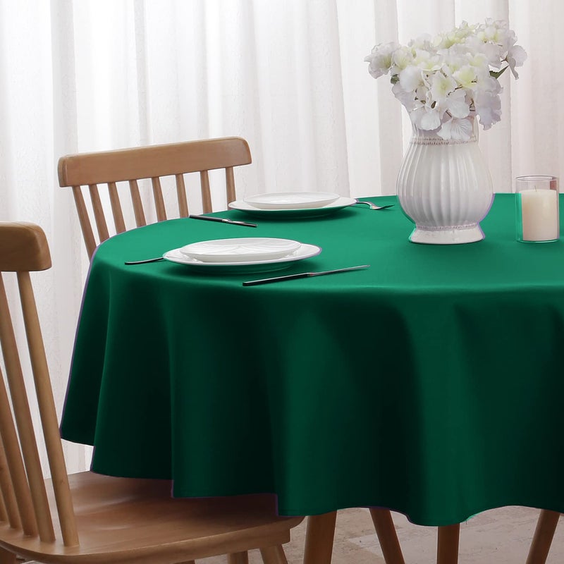 Softalker Round Tablecloth  Waterproof & Stain Resistant Table Cloth Wrinkle Free Fabric Washable 210GSM Polyester Table Cover for Spring/Party/Outdoor - 48 inch Green - Image 4