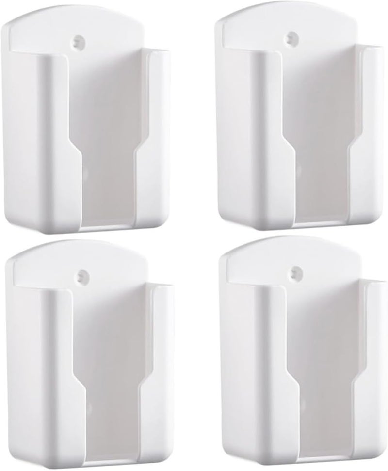4 Pcs Remote Holders, Phone Holder, AC Remote Control Storage Box, Headboard Wall Mount, TV Remote Storage Box (White)