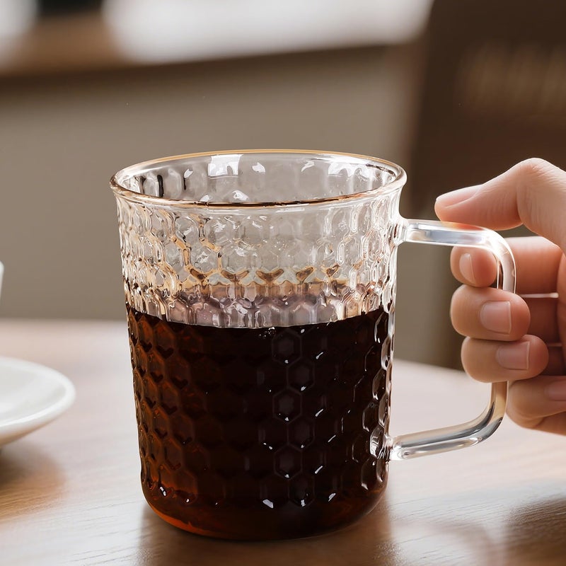 Aquach 20 Oz Glass Coffee Cups, Clear Tea Mugs with Handle, Microwave and Dishwasher Safe Home Office Drinking Mugs Perfect for Americano Cappuccino Hot&Cold Beverages, 2-Pack - Image 2