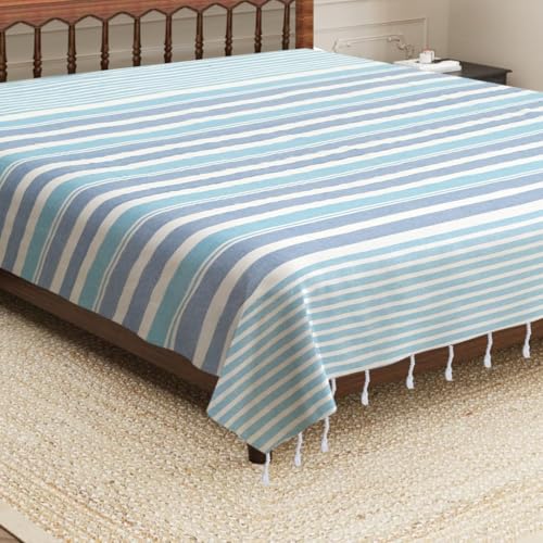 Värde 210 TC Cotton Bedsheet | Handmade Double Bedsheet | Handloom Bedsheets | Without Pillow Cover |Warm Double Bedsheet for Winter (90X100 Inches, 7.5 x 8.3 Feet (Havelock Blue) - Image 3