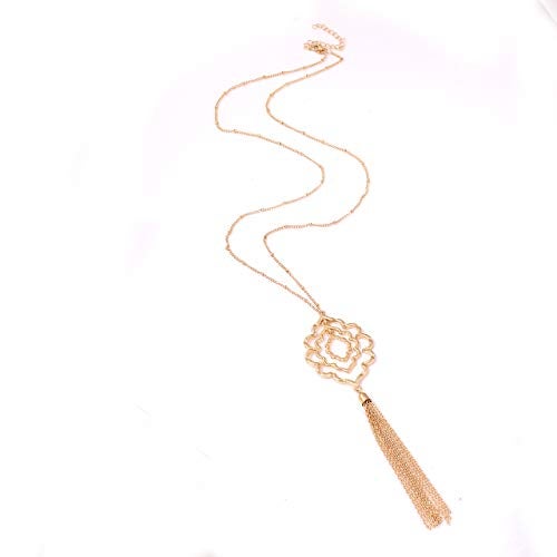 MOLOCH Long Necklaces For Woman Minimalist Geometric Circle Pendant Necklaces Bohemia Tassel Fringe Necklace Set Statement Pendant (gold) - Image 5
