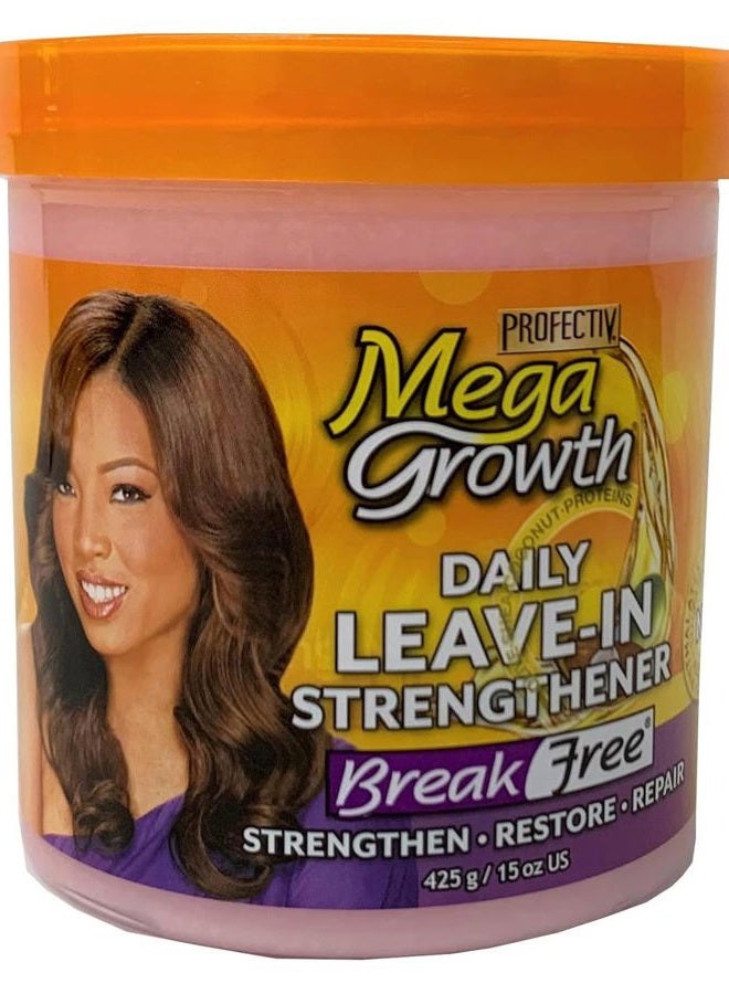 Mega Growth Break Free Daily Leave-In Strengthener - Restore & Repair Damaged Hair, Stops Chemical Damage, Moisturizes, Correct Breakage, Contains Olive Oil, Shea Butter & Avocado Oil, 15 oz