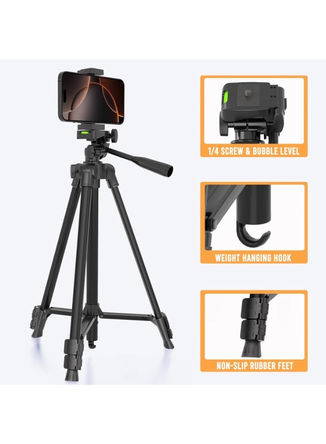 Bukela Phone Tripod Stand, 51.18” Extendable Cell Phone&Camera Tripod with Wireless Remote and Phone Holder, Aluminum iPad Tripod for Video Recording/Selfies/Live Stream/Vlogging - Image 3