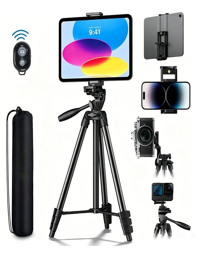 Bukela Phone Tripod Stand, 51.18” Extendable Cell Phone&Camera Tripod with Wireless Remote and Phone Holder, Aluminum iPad Tripod for Video Recording/Selfies/Live Stream/Vlogging - Image 1