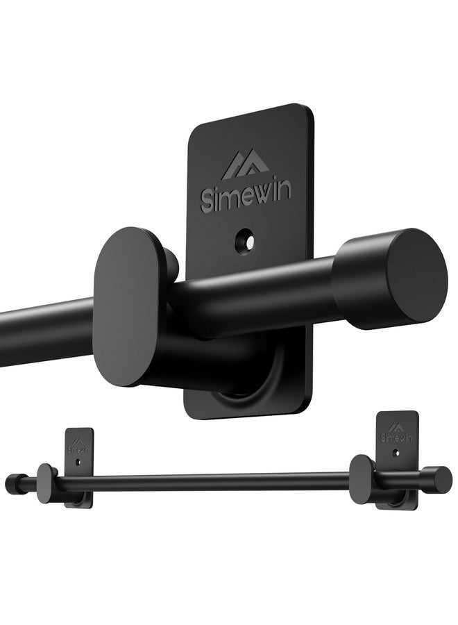 SIMEWIN Curtain Rods No Drilling for Windows 30 to 120 Inches,5/8 Inch Diameter No Drill Small Curtain Rod Set with 3M Adhesive Brackets, Black - Image 1