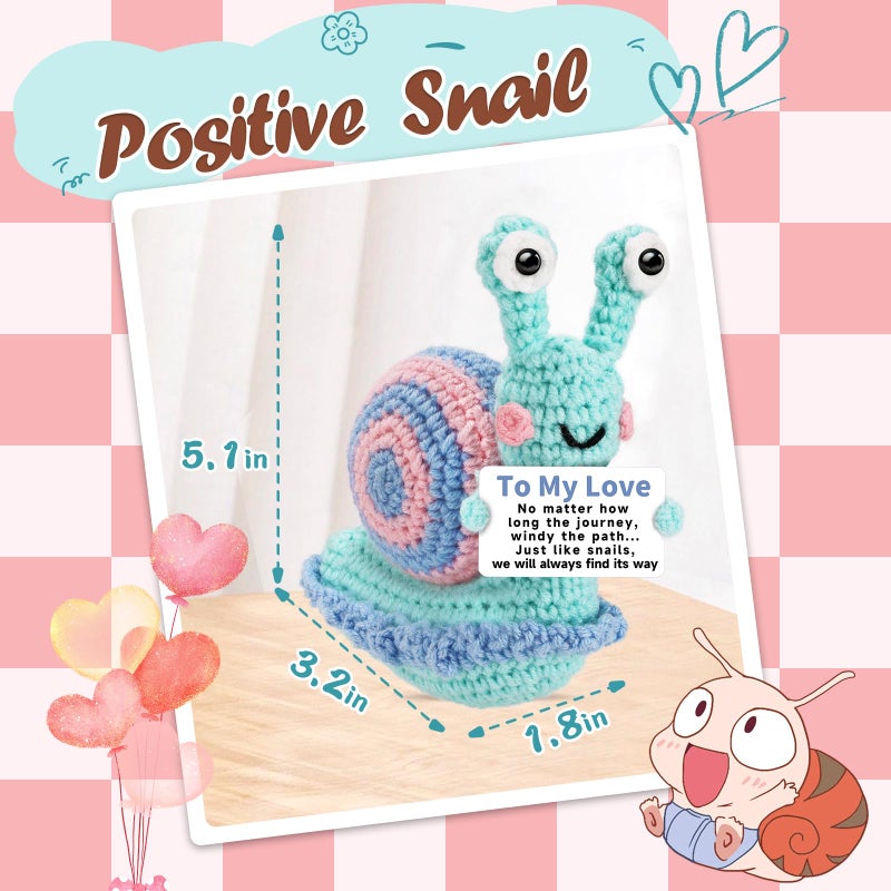 Hoedia Positive Crochet Animal Gifts for Her Him Boy Girl Friend, Christmas Home Decorations Emotional Inspirational Support Snail, Womenâ€™s and Menâ€™s Present for Valentine Birthday Anniversary - Image 2