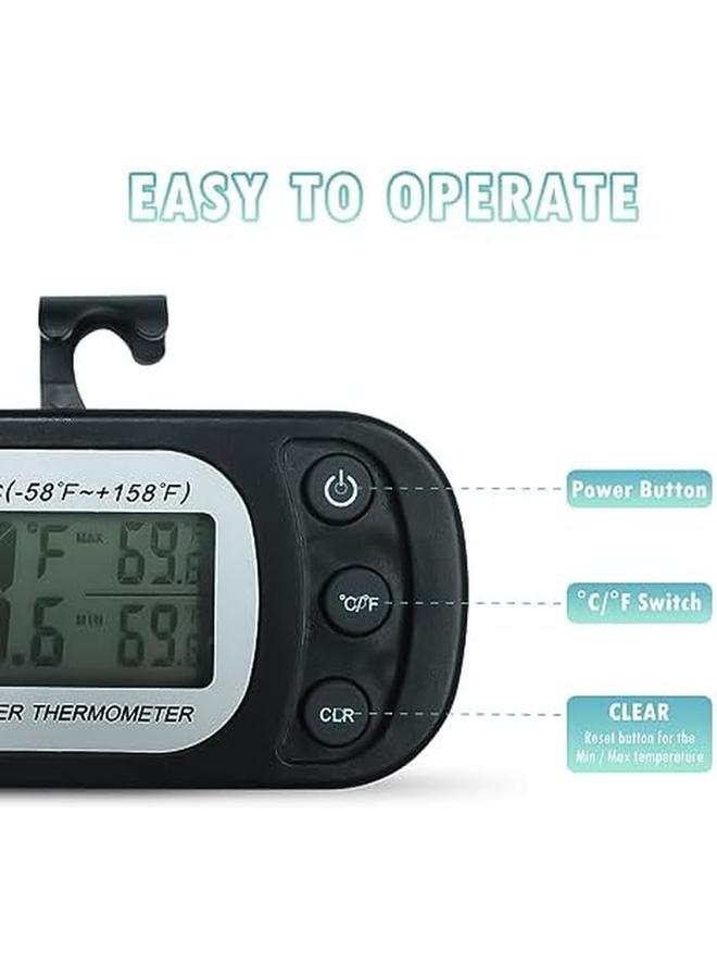OneNine Refrigerator Thermometer 2Pcs Waterproof Fridge Thermometer Digital Freezer Room Thermometer With Max Min Record Function Large Lcd Display And Magnetic Back For Kitchen Home Restaurants - Image 4