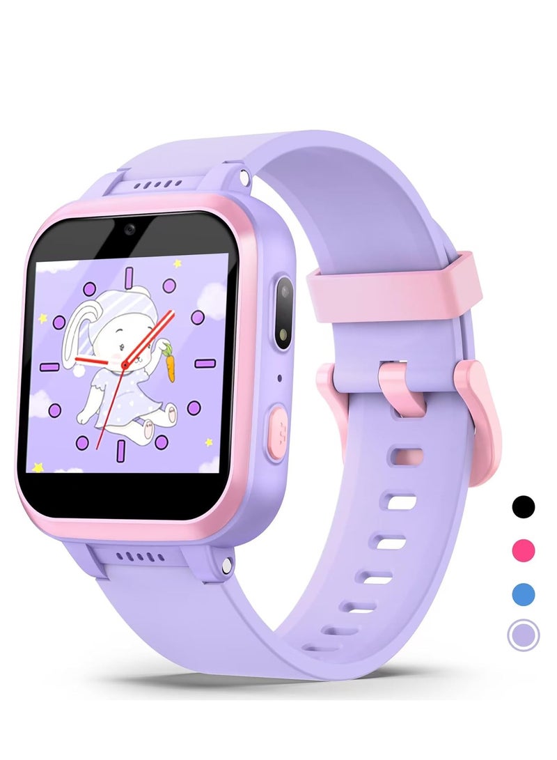 إيفرين ساعة ذكية للأطفال للبنات، هدايا للفتيات من سن 6 إلى 10 سنوات، ساعة ذكية بشاشة تعمل باللمس مزودة بكاميرا مزدوجة للأطفال مع مشغل موسيقى، ألعاب تعليمية للأطفال الصغار، هدية عيد ميلاد للفتيات من سن 6+ سنوات - Image 1