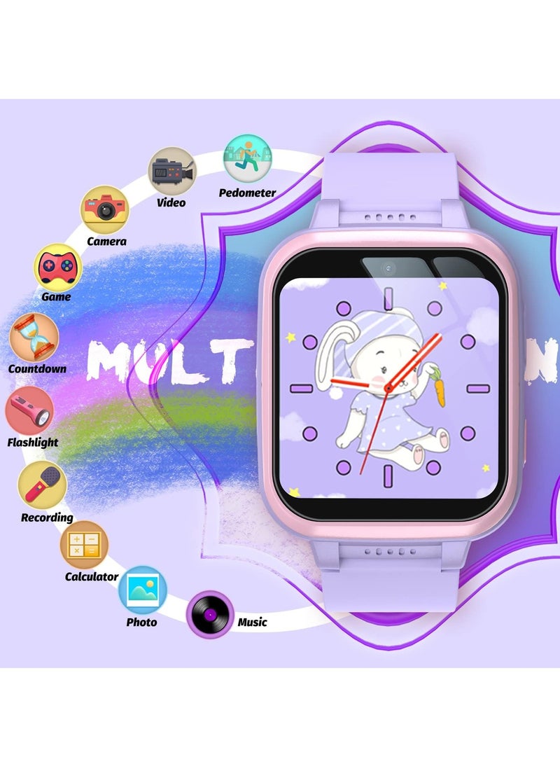 إيفرين ساعة ذكية للأطفال للبنات، هدايا للفتيات من سن 6 إلى 10 سنوات، ساعة ذكية بشاشة تعمل باللمس مزودة بكاميرا مزدوجة للأطفال مع مشغل موسيقى، ألعاب تعليمية للأطفال الصغار، هدية عيد ميلاد للفتيات من سن 6+ سنوات - Image 2