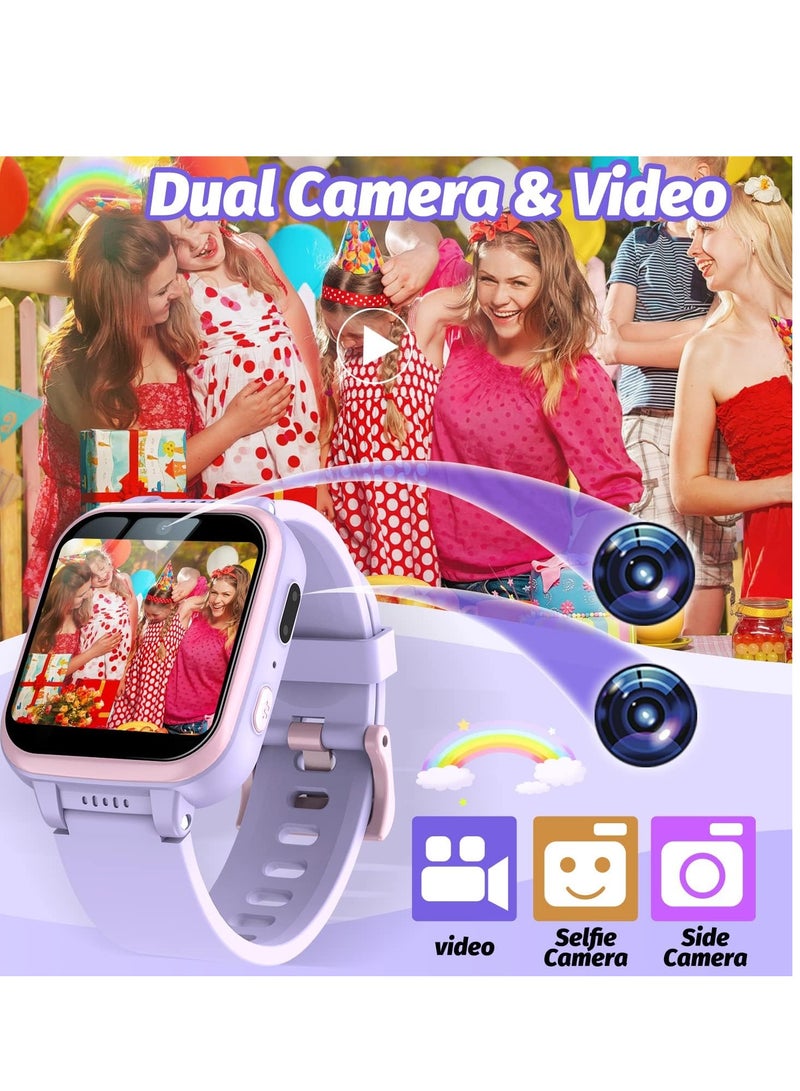 إيفرين ساعة ذكية للأطفال للبنات، هدايا للفتيات من سن 6 إلى 10 سنوات، ساعة ذكية بشاشة تعمل باللمس مزودة بكاميرا مزدوجة للأطفال مع مشغل موسيقى، ألعاب تعليمية للأطفال الصغار، هدية عيد ميلاد للفتيات من سن 6+ سنوات - Image 3