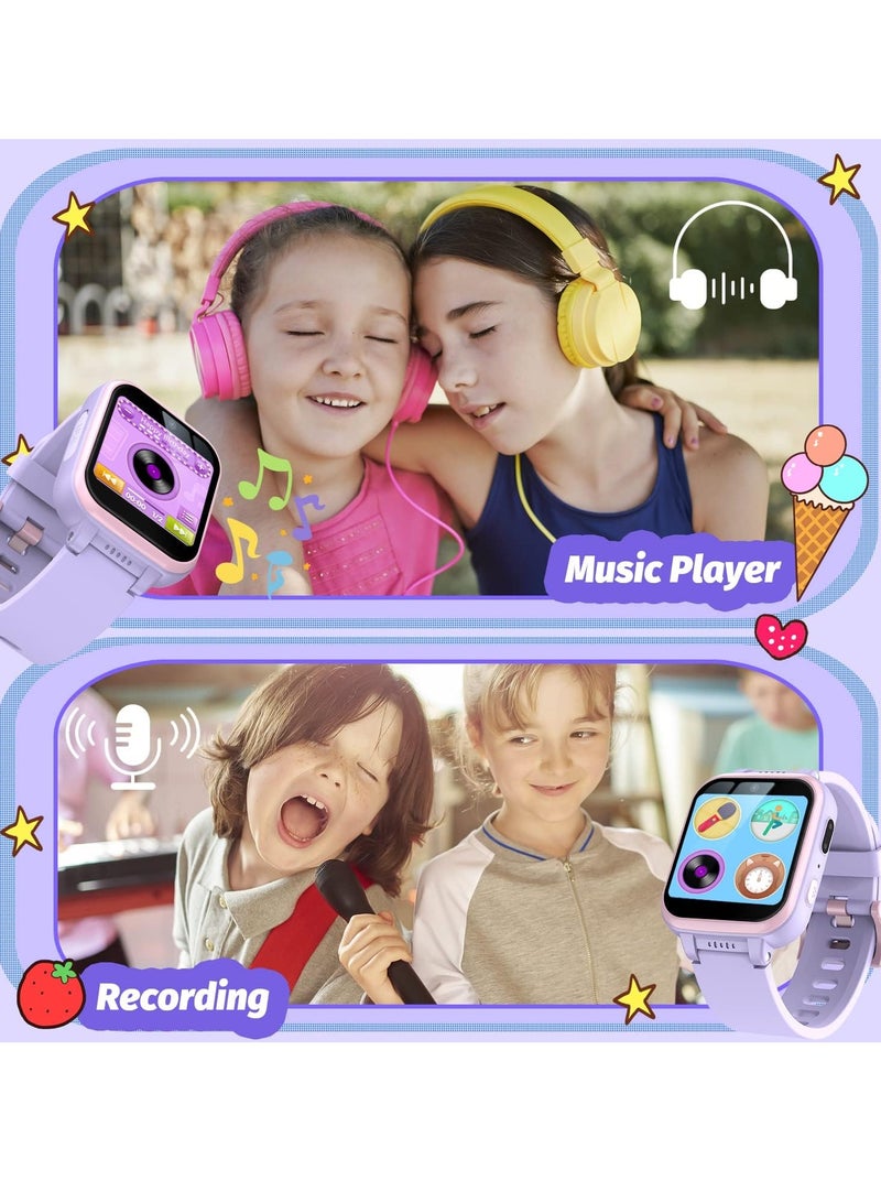 إيفرين ساعة ذكية للأطفال للبنات، هدايا للفتيات من سن 6 إلى 10 سنوات، ساعة ذكية بشاشة تعمل باللمس مزودة بكاميرا مزدوجة للأطفال مع مشغل موسيقى، ألعاب تعليمية للأطفال الصغار، هدية عيد ميلاد للفتيات من سن 6+ سنوات - Image 5